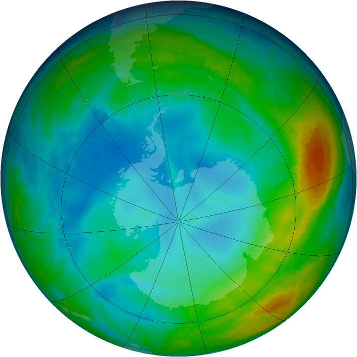 Antarctic ozone map for 22 June 1992